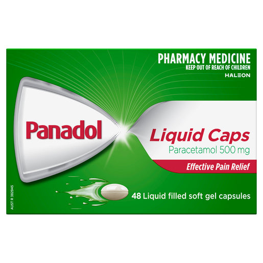 Panadol Liquid Caps Paracetamol 500mg 48 Tablets - GimmeNow