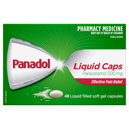 Panadol Liquid Caps Paracetamol 500mg 48 Tablets - GimmeNow