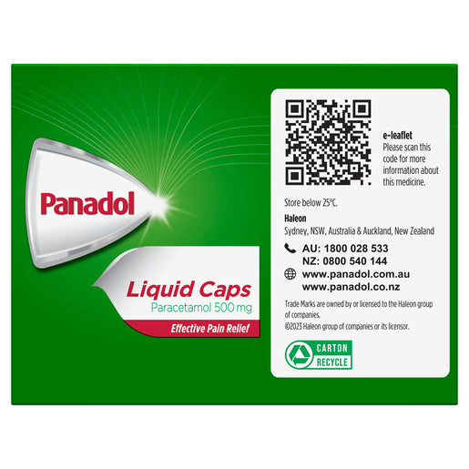 Panadol Liquid Caps Paracetamol 500mg 48 Tablets - GimmeNow