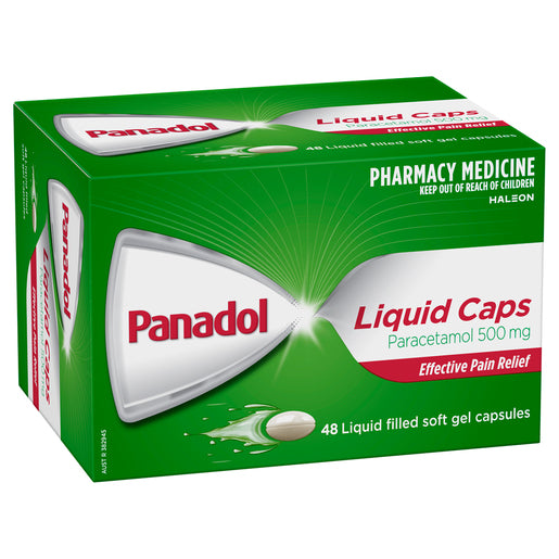 Panadol Liquid Caps Paracetamol 500mg 48 Tablets - GimmeNow