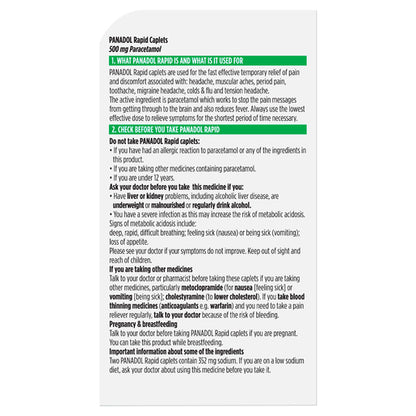 Panadol Rapid Paracetamol 500mg 8 Caplets