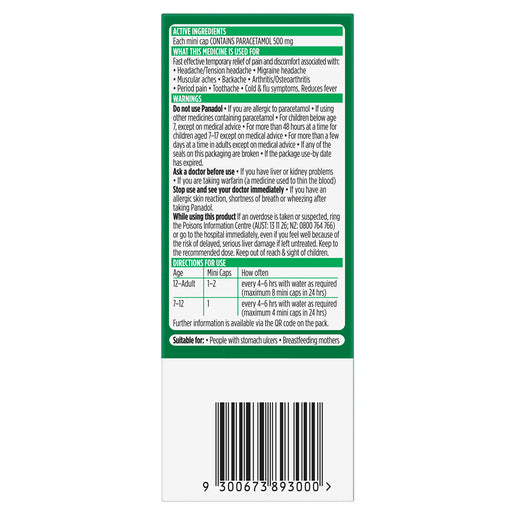 Panadol Mini Caps Paracetamol 500mg 16 Capsules - GimmeNow