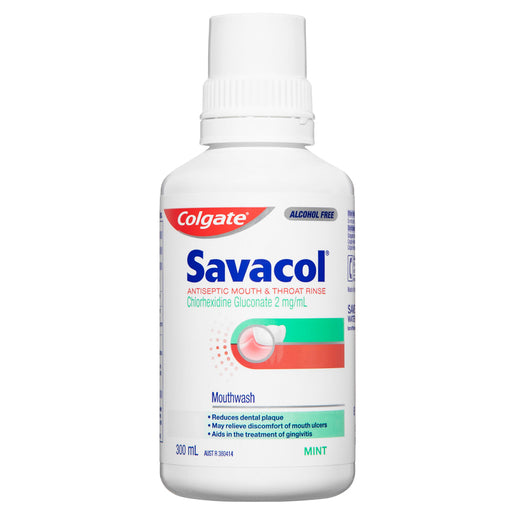 SAVACOL Antiseptic Mouth & Throat Rinse Mouthwash Mint 300mL