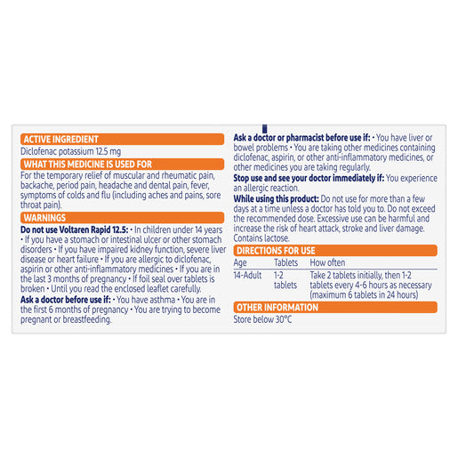Voltaren Rapid 12.5 10 Tablets
