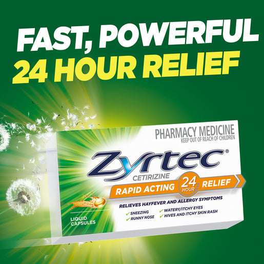 Zyrtec Cetrizine Rapid Acting 24 Hour Relief 42 Capsules