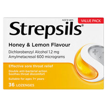 Strepsils Effective Sore Throat Relief Honey & Lemon 36 Lozenges