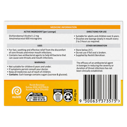 Strepsils Effective Sore Throat Relief Honey & Lemon 36 Lozenges