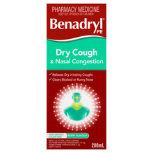 Benadryl PE Dry Cough & Nasal Congestion 200mL - GimmeNow