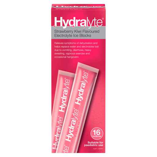 Hydralyte Strawberry Kiwi Flavoured Electrolyte Ice Blocks 16 Pack