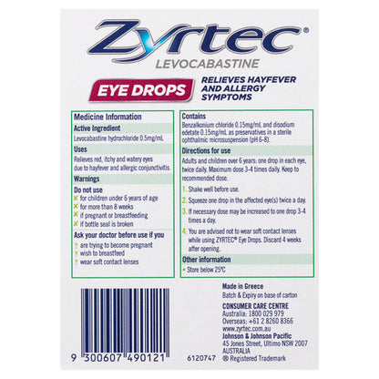 Zyrtec Levocabastine Eye Drops 4mL