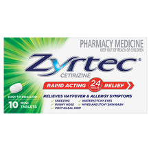 Zyrtec Cetrizine Rapid Acting 24 Hour Relief 10 Tablets