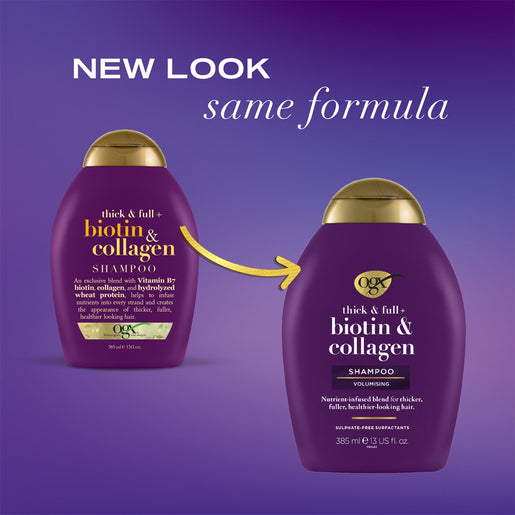 OGX Thick & Full + Volumising Biotin & Collagen Shampoo For Fine Hair 385mL
