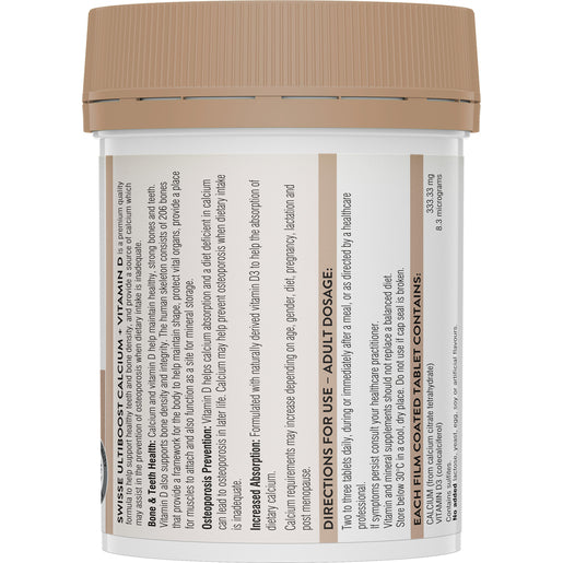 Swisse Ultiboost Calcium + Vitamin D 90 Tablets