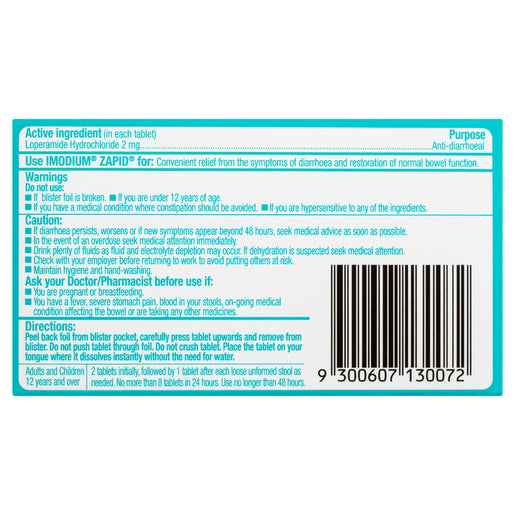 Imodium Zapid 12 Dissolving Tablets