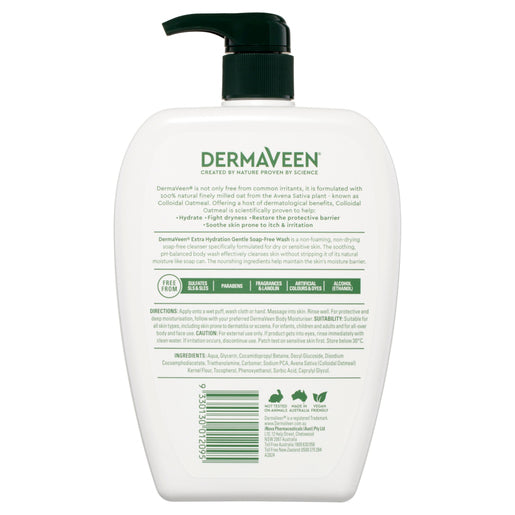 DermaVeen Extra Hydration Gentle Soap-Free Wash for Extra Dry, Itchy & Sensitive Skin 1L - GimmeNow