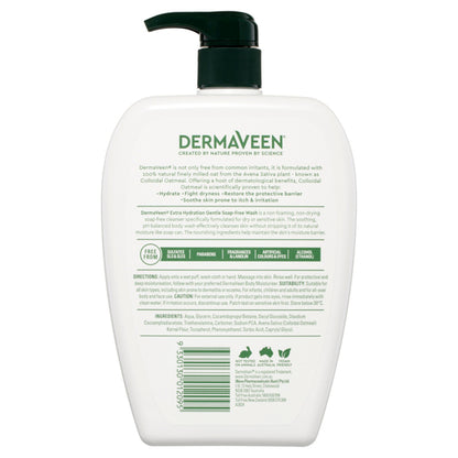 DermaVeen Extra Hydration Gentle Soap-Free Wash for Extra Dry, Itchy & Sensitive Skin 1L - GimmeNow
