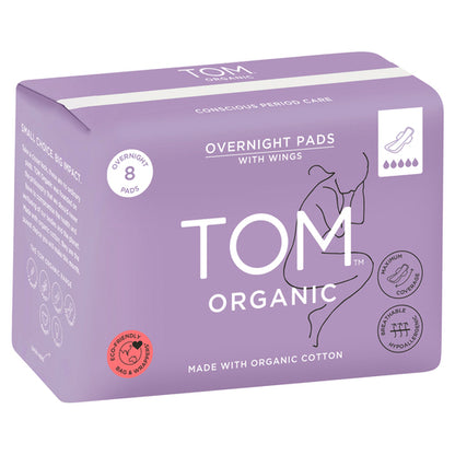 TOM Organic Pad Overnight Pads with Wing 8 Pack