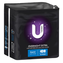 U By Kotex Extra Overnight Pads with Wings 10 Pack