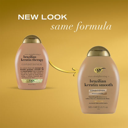 OGX Ever Straightening + Smoothing & Shine Brazilian Keratin Therapy Conditioner For Frizzy Hair 385mL