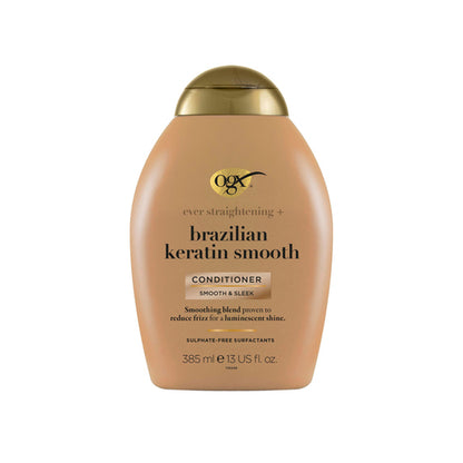 OGX Ever Straightening + Smoothing & Shine Brazilian Keratin Therapy Conditioner For Frizzy Hair 385mL