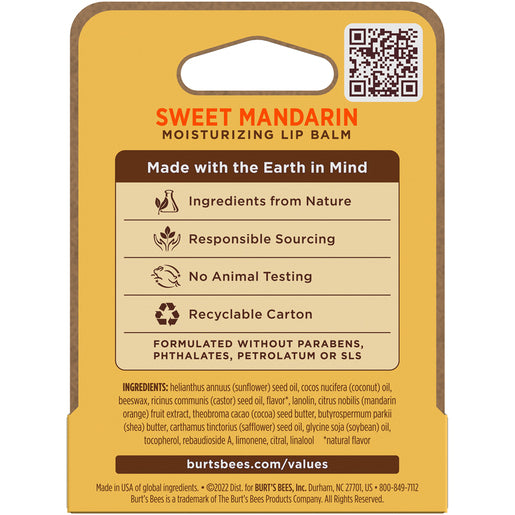 Burts Bees Sweet Mandarin Moisturising Lip Balm 4.25g