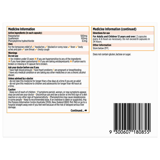CODRAL® Cold & Flu + Mucus Cough 48 Capsules - GimmeNow