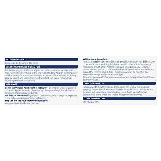 Voltaren Pain Relief Gel 12 Hourly 100g