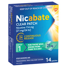 Nicabate Clear Patch Quit Smoking Step 1 21mg 14 Pack