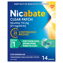 Nicabate Clear Patch Quit Smoking Step 1 21mg 14 Pack