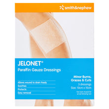 JELONET Paraffin Gauze Dressings 10cm x 10cm 3 Pack