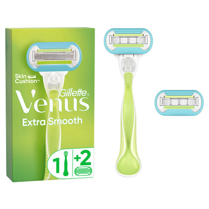 Gillette Venus Extra Smooth Razor 1 Handle & 2 Refill Blades 3 Piece Set