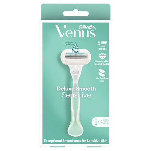 Gillette Venus Deluxe Smooth Sensitive Razor 1 Handle + 2 Blade Refills 3 Piece Set