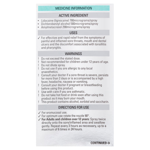 Strepsils Plus Anaesthetic Throat Spray Menthol Flavour 20mL