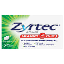 Zyrtec Cetrizine Rapid Acting 24 Hour Relief 5 Tablets