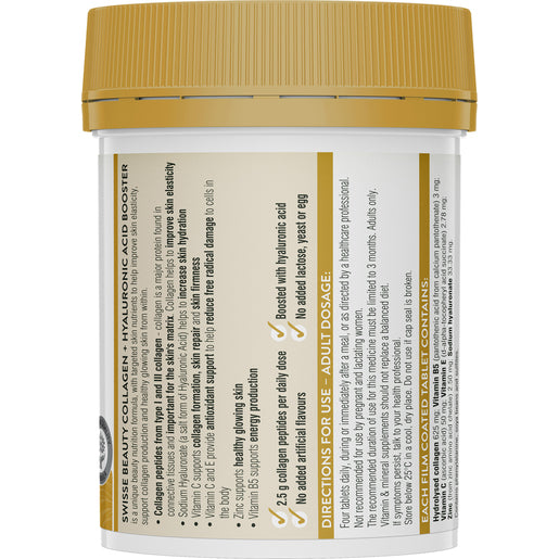 Swisse Beauty Collagen + Hyaluronic Acid Booster 80 Tablets