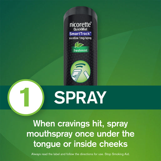 NICORETTE® QuickMist SmartTrack Nicotine 1mg Mouth Spray Freshmint 2 x 150 Sprays - GimmeNow