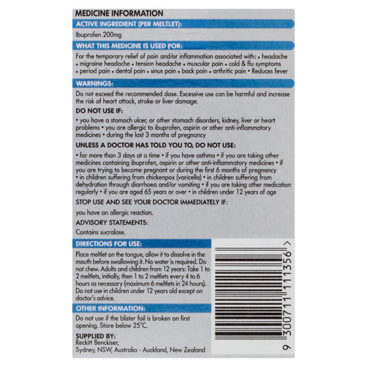 Nurofen Meltlets Berry Burst Ibuprofen 200mg 48 Tablets