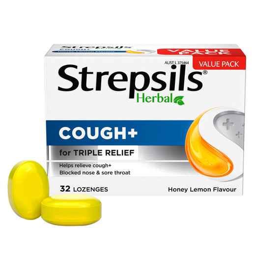 Strepsils Herbal Cough + Honey Lemon Flavour 32 Lozenges