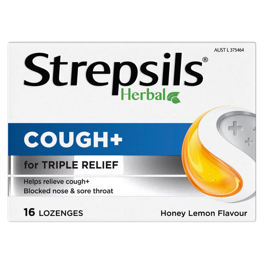 Strepsils Herbal Cough + Honey Lemon Flavour 16 Lozenges