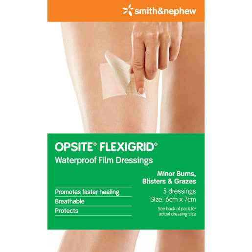 OPSITE Flexgrid Waterproof Film Dressings 6cm x 7cm 5 Pack