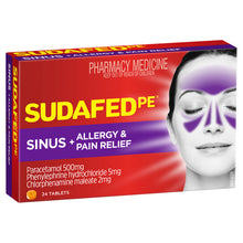 Sudafed PE Sinus + Allergy & Pain Relief 24 Tablets