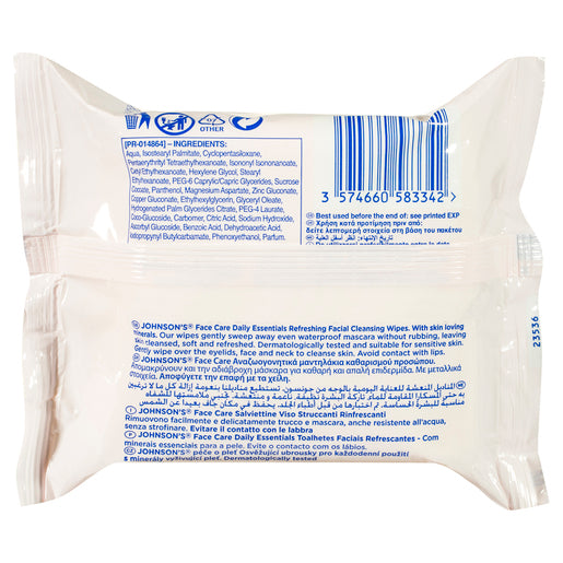 Johnson's Face Care Daily Essentials Refreshing Facial Cleansing Wipes For Normal Skin 25 Wipes - GimmeNow