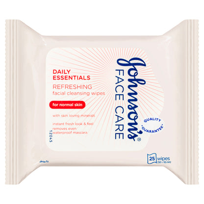 Johnson's Face Care Daily Essentials Refreshing Facial Cleansing Wipes For Normal Skin 25 Wipes - GimmeNow