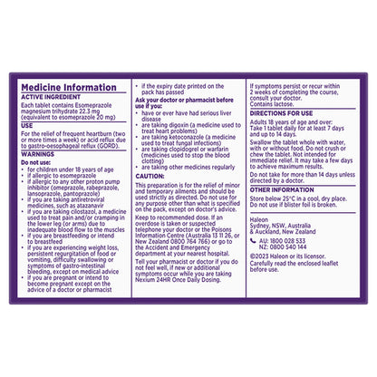 NEXIUM 24HR Once Daily Dosing 14 Tablets