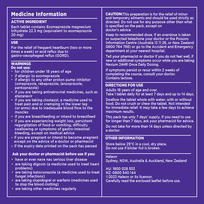 NEXIUM 24HR Once Daily Dosing 14 Tablets