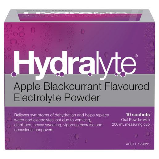 Hydralyte Apple Blackcurrant Flavoured Electrolyte Powder 10 Pack