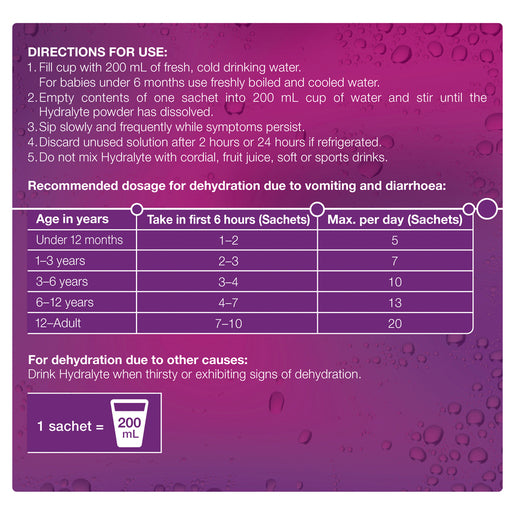 Hydralyte Apple Blackcurrant Flavoured Electrolyte Powder 10 Pack