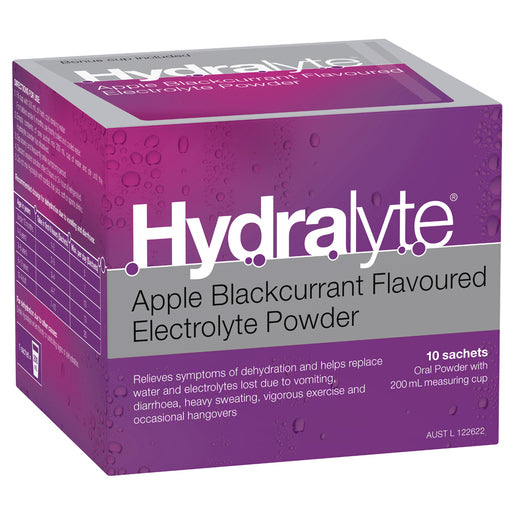 Hydralyte Apple Blackcurrant Flavoured Electrolyte Powder 10 Pack