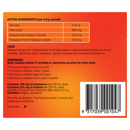 Hydralyte Orange Flavoured Electrolyte Powder 10 Pack