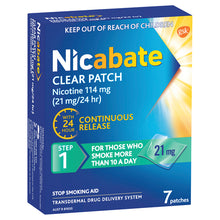 Nicabate Clear Patch Quit Smoking Step 1 21mg 7 Pack